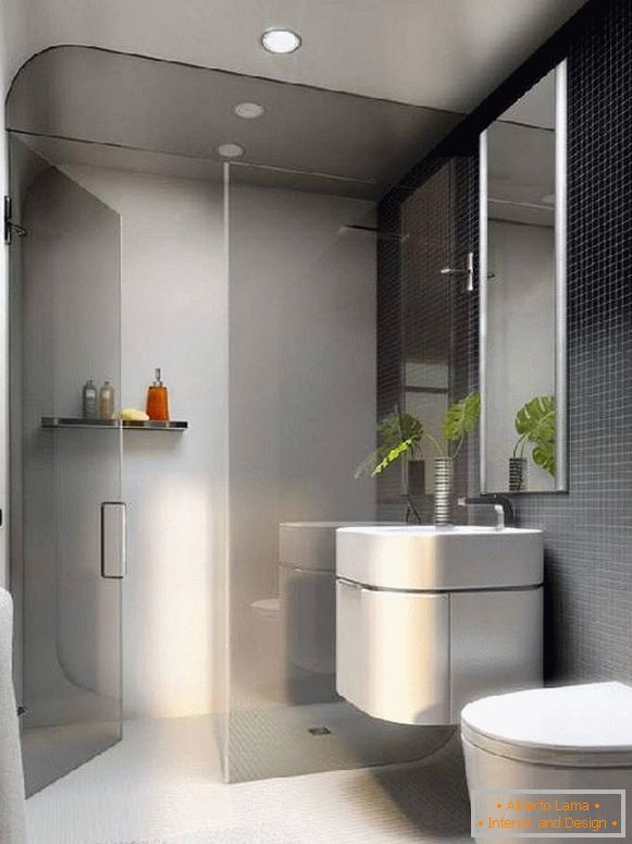 dizajn kúpeľne kombinovaný s WC, foto 12