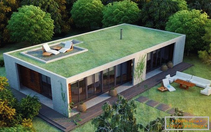 jednopodlažné domy s plochou strechou