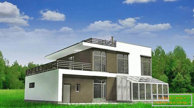 projekty dvojpodlažných domov s plochou strechou