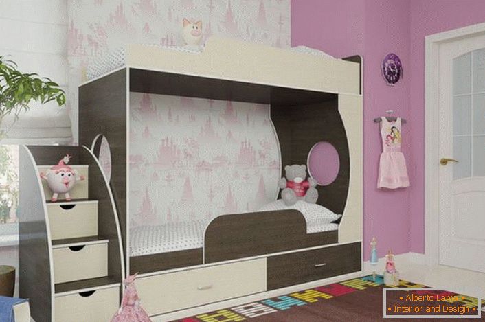 Detská izba pre mladých je vyzdobená nábytkom Wenge.
