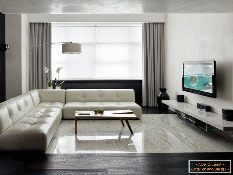 Jedna z najpoužívanejších farieb pre dekoráciu interiéru v štýloch minimalizmu je šedá. Široká škála odtieňov šedej umožňuje dizajnérovi zaistiť ľahké akcenty, čím sa priestory dajú priestornejšie. 