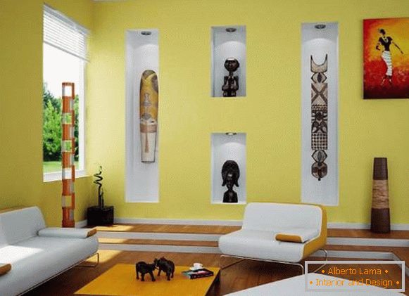 Etnický interiér s africkým dekorom