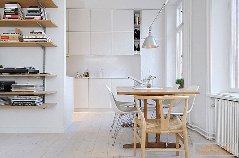 Jedáleň luxusných malých bytov vo Švédsku