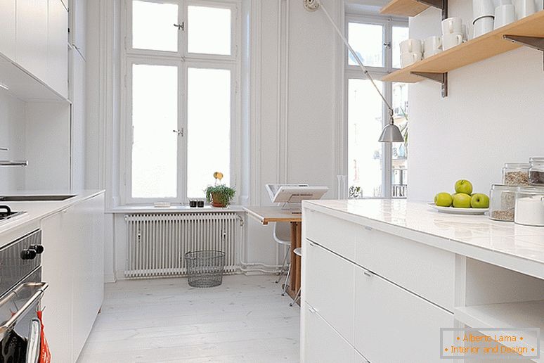Kuchyňa luxusných malých bytov vo Švédsku