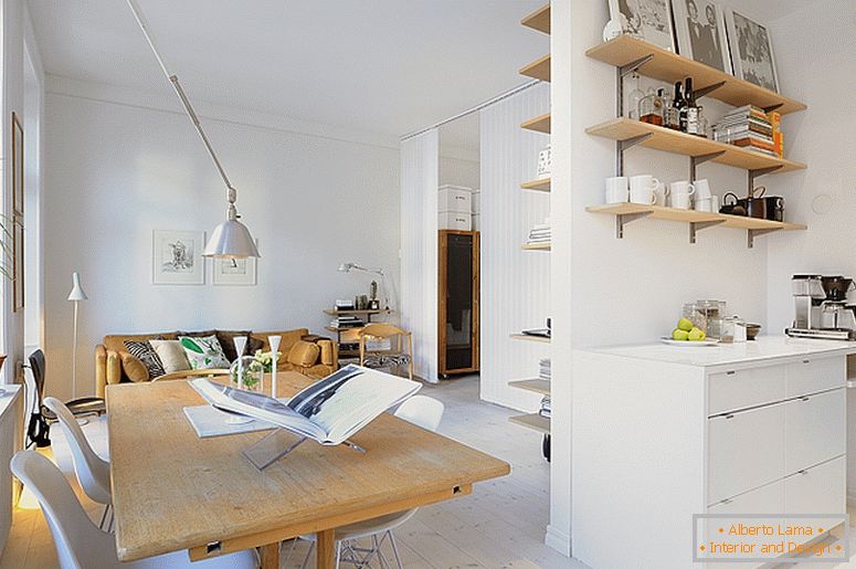 Jedáleň luxusných malých bytov vo Švédsku