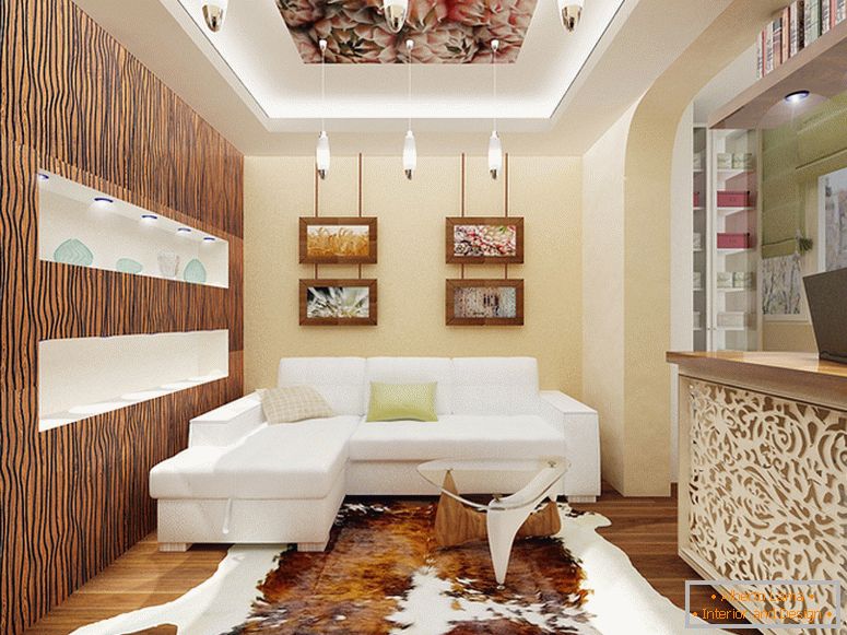 Interiér luxusnej obývačky v pastelových farbách