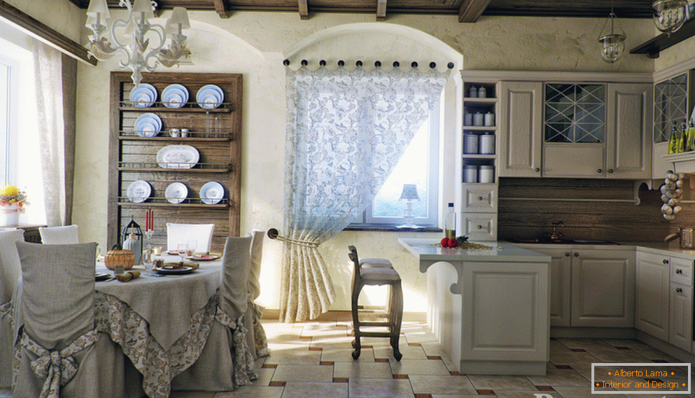 Interiér kuchyne vo francúzskom štýle