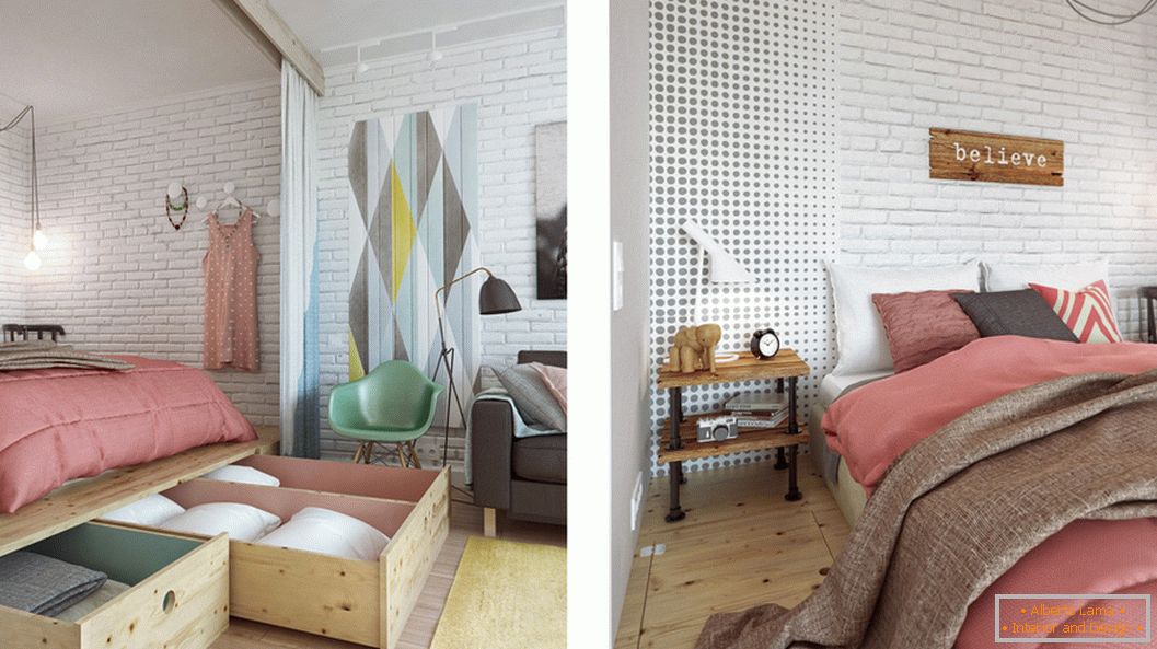Dizajn spálne v malom byte v Moskve
