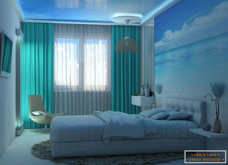 Kombinácia modrej farbe-in-the-spálne-interiér-sym