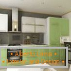 Svetlý zelený nábytok v kuchyni