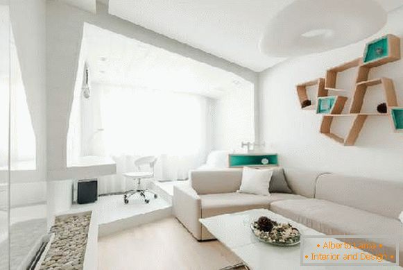 , dizajn obývacej izby s pracovným priestorom foto 77