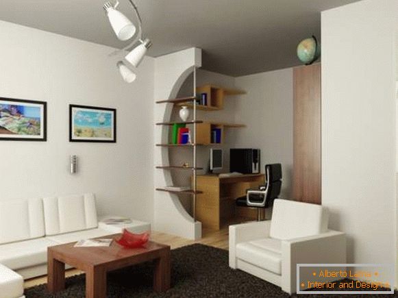 , dizajn obývacej izby s pracovným priestorom fotka 79