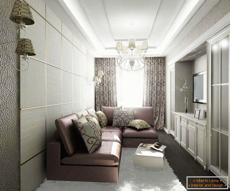 Svetlo úzky obývacia izba