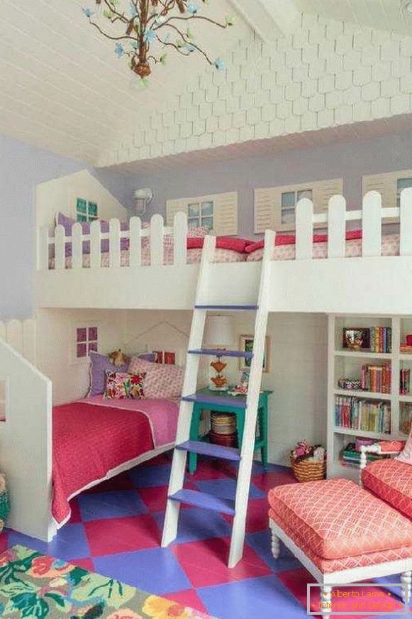 interiér detskej izby s poschodovou posteľou, foto 39