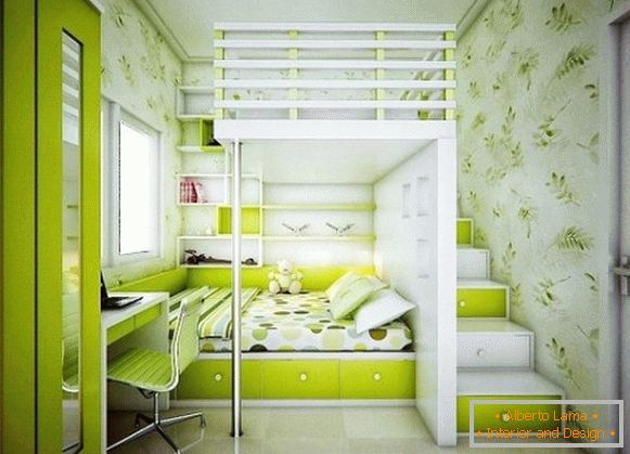 зелёный interiér detskej spálne для двух девочек
