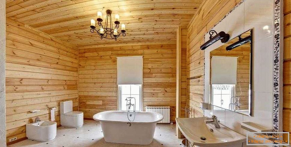 Kúpeľňa v dome z dreva