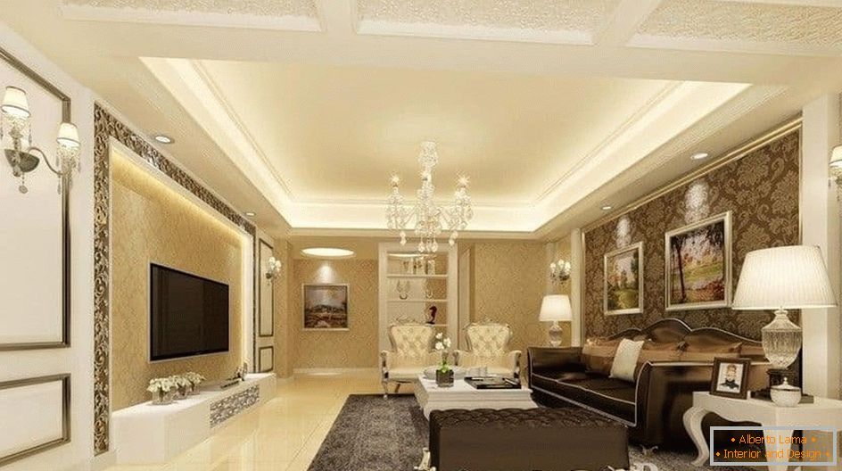 Svetlý a útulný obývacia izba v klasickom štýle