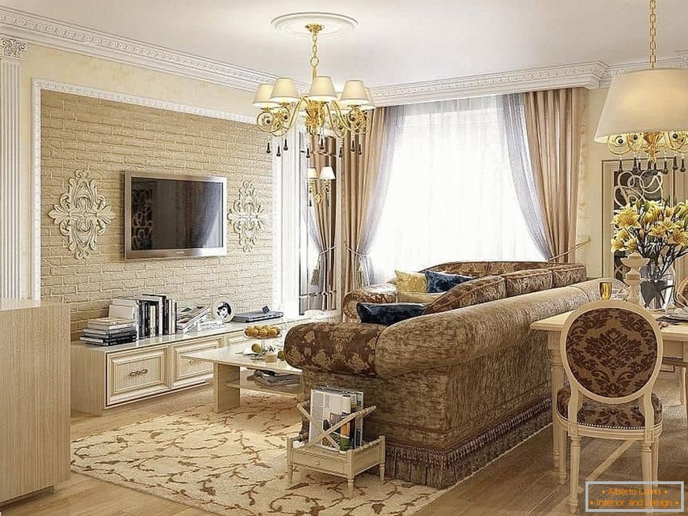 Voľba farieb v dizajne obývacej izby v klasickom štýle