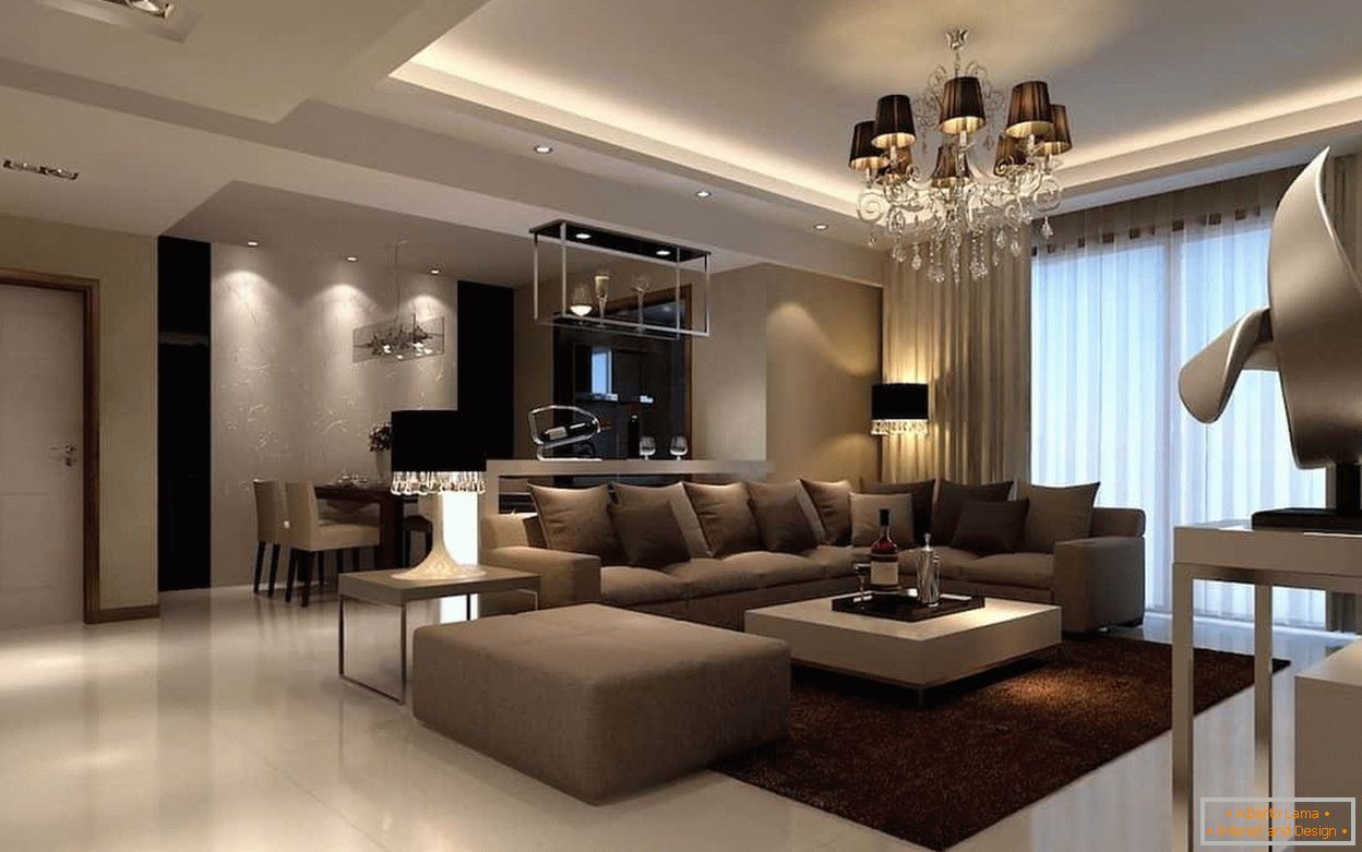 Moderný dizajn obývacej izby v klasickom štýle