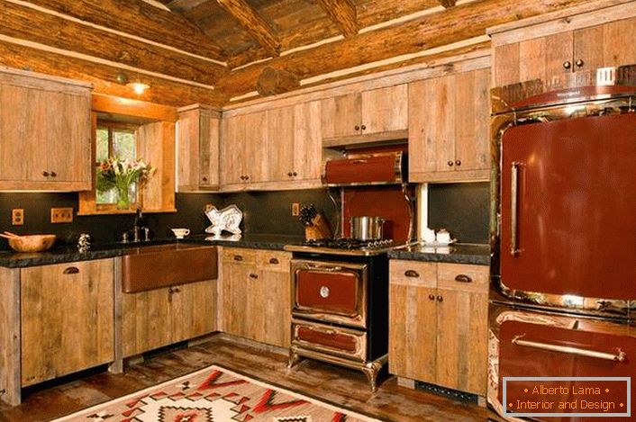 Masívny nábytok pre rustikálnu kuchyňu