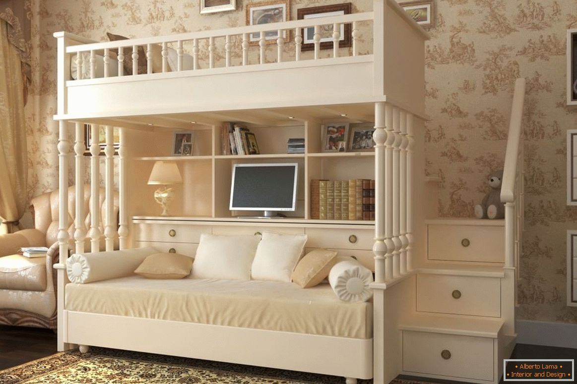 Dvojlôžková posteľ v detskej izbe