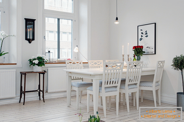 Jedáleň apartmánov v škandinávskom štýle v Göteborgu