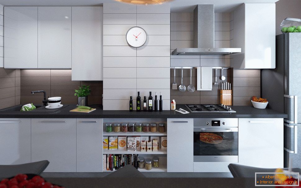 Interiér malého bytu v svetlých farbách - дизайн кухни