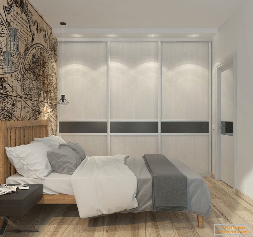 Interiér malého bytu v šedých tónoch - интерьер спальни