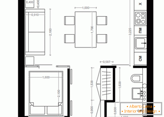 plánировка двухкомнатной квартиры в стиле лофт