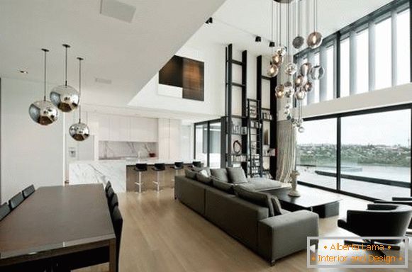 Ultra moderný lustr v obývacej izbe