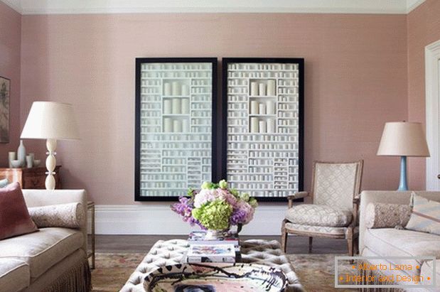 Obývacia izba v ružových tónoch