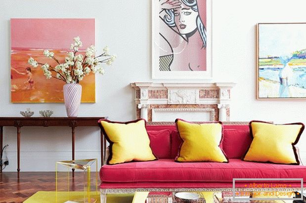 Okouzlující obývacia izba v jasných farbách