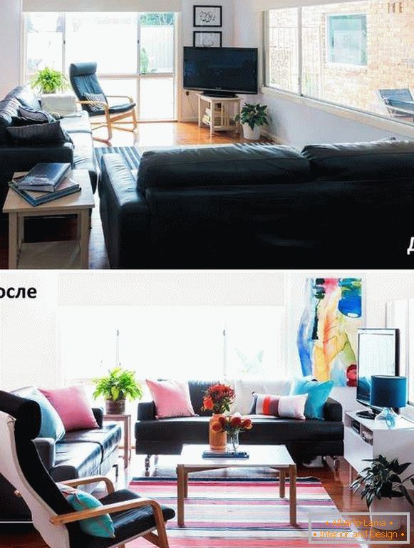Správne usporiadanie obývačky - fotky pred a po