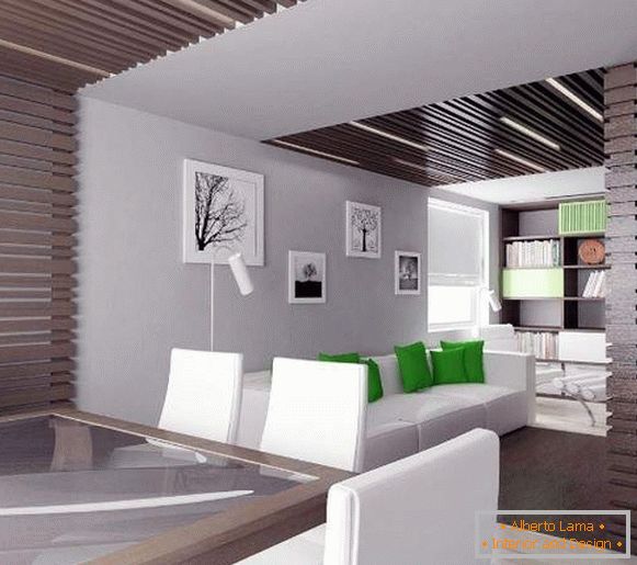 Interiér malej sály v súkromnom dome v modernom minimalistickom štýle