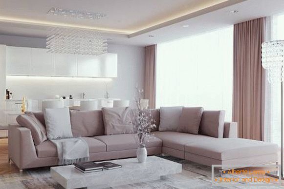 Krásny stropný dizajn v obývacej izbe - foto 2016 moderné nápady