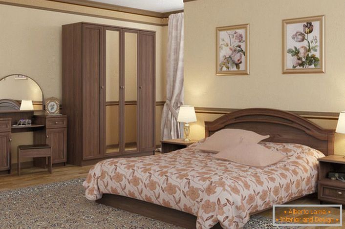 Neprekonateľný interiér spálne v secesnom štýle je zdôraznený správne zvoleným modulárnym nábytkom.