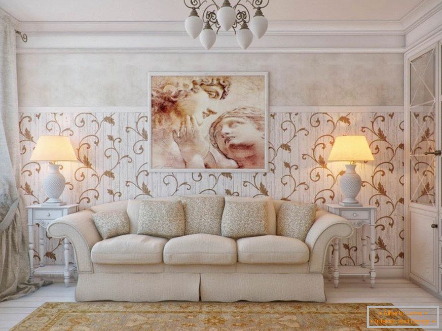 Obývacia izba v štýle Provence s obrázkom
