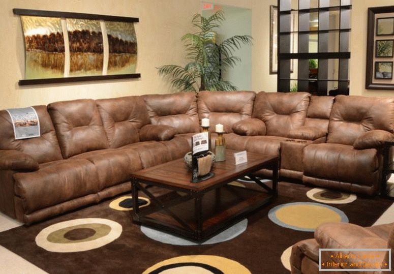 úžasný-tmavo-hnedý-drevo-chladný-dizajn-nábytok-pohodlné-obývacia izba-koža-l-tvar-pohovka-stolička-nočné lampy-interiér-at-livi hnedé-sedenie-gauč doma-dekor lacné -Home-dekor-vintage-zdobený