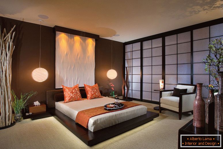 hnedo-spálňa-Color-nápady-japonská