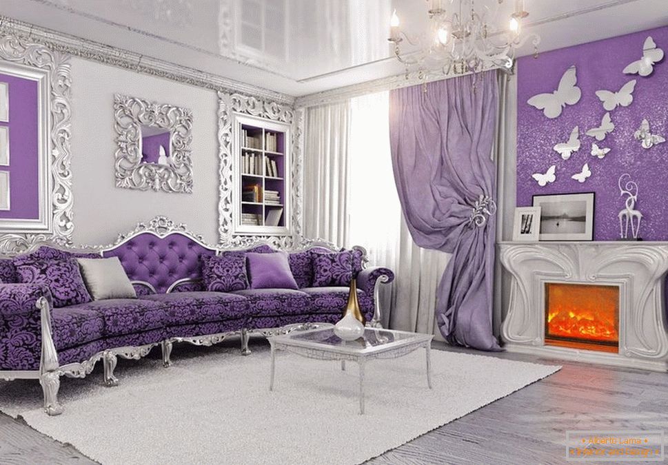 Obývacia izba v lila