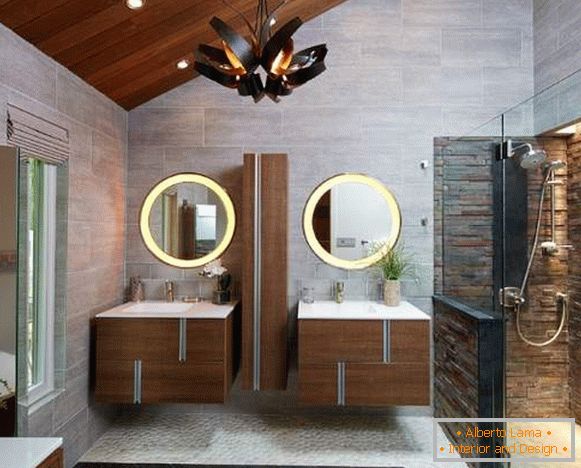 Krásne kúpeľne - fotografie z dreva a kamennej výzdoby