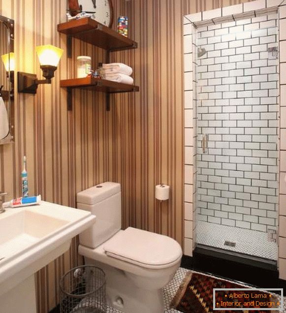 Krásna kúpeľňa - fotografický dizajn s tapetami v pruhoch