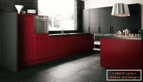 Červená čierna kuchyňa Foto 29