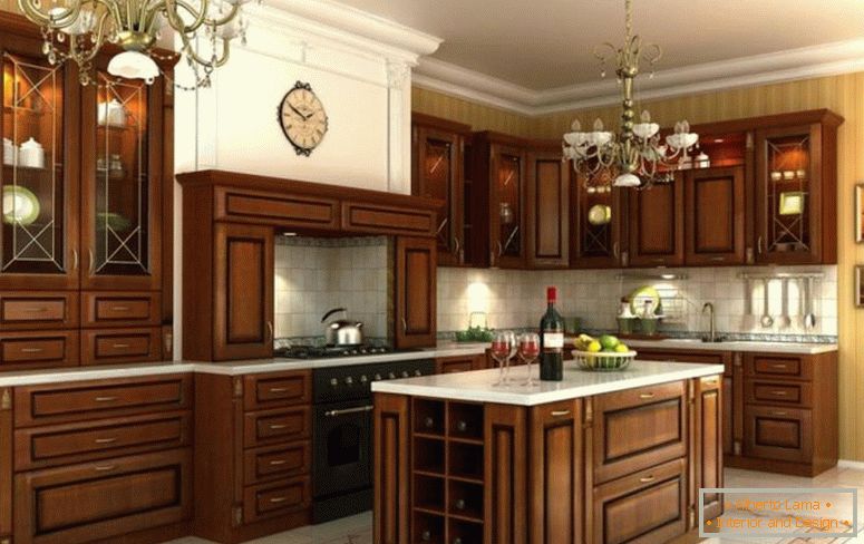 elegancia-drevené-šatník-pre-kuchyňa-dizajn white-granite-countertop backsplash osvetlenie-idea-under-cabinet klasický-luster-nad-kuchyňa-island-along_striped-maľovanie-wall-jpg