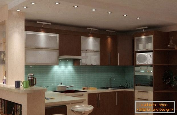 dizajn modernej obývacej kuchyne