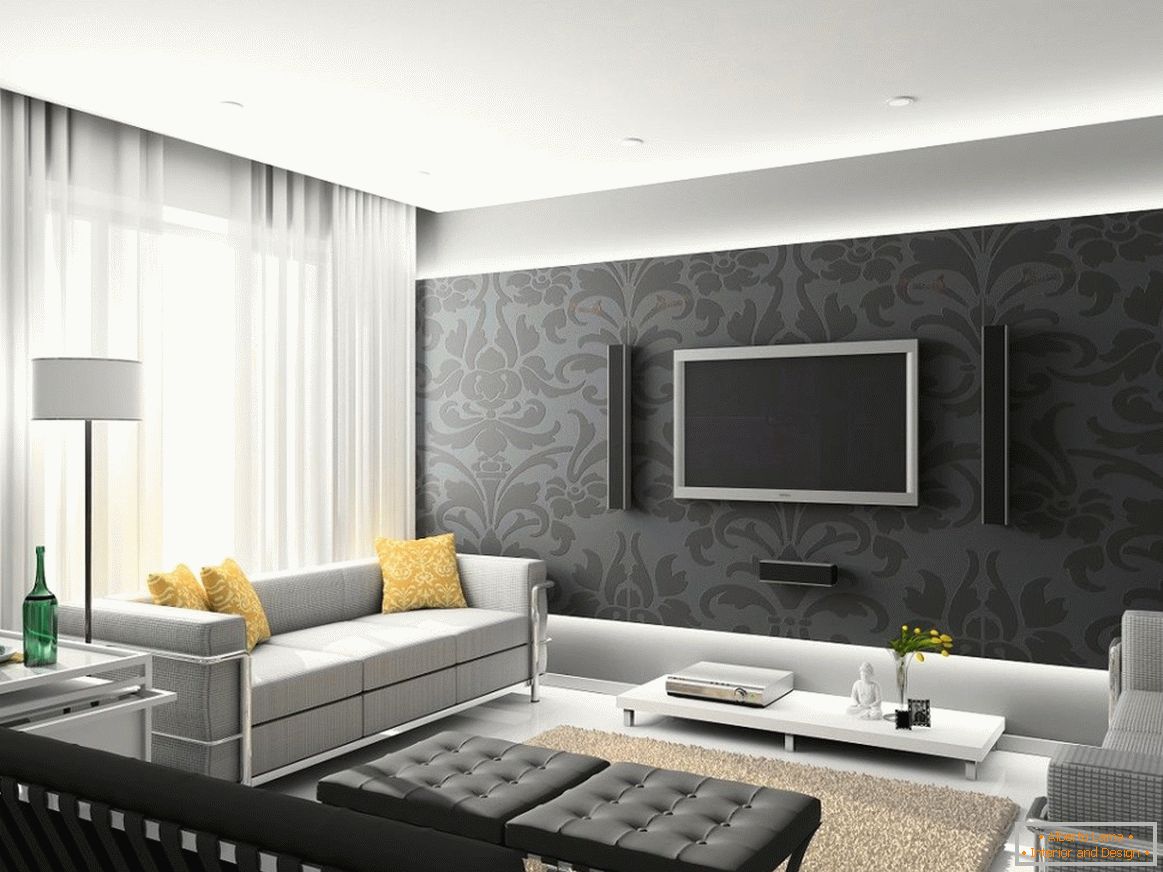 TV na stene v obývacej izbe
