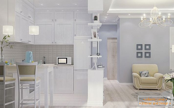 Príklad interiéru malej kuchyne na fotografii