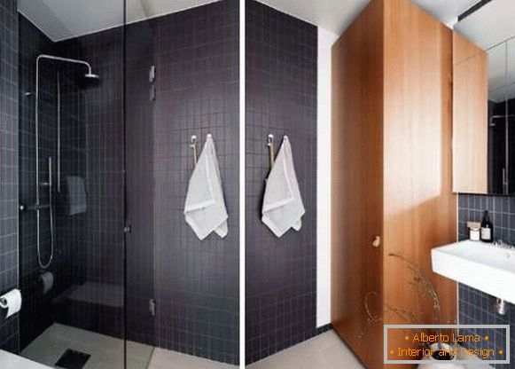 Malý byt štúdio - kúpeľňový interiérový dizajn na fotografii