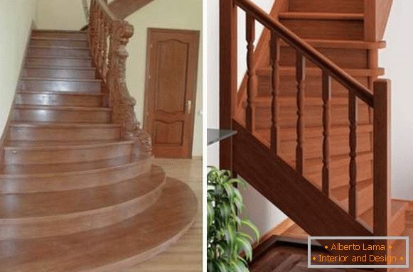 Aké sú drevené schody v súkromnom dome - fotografie v rôznych štýloch