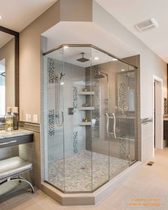Štýlové sprchové kabíny - fotografia v interiéri kúpeľne